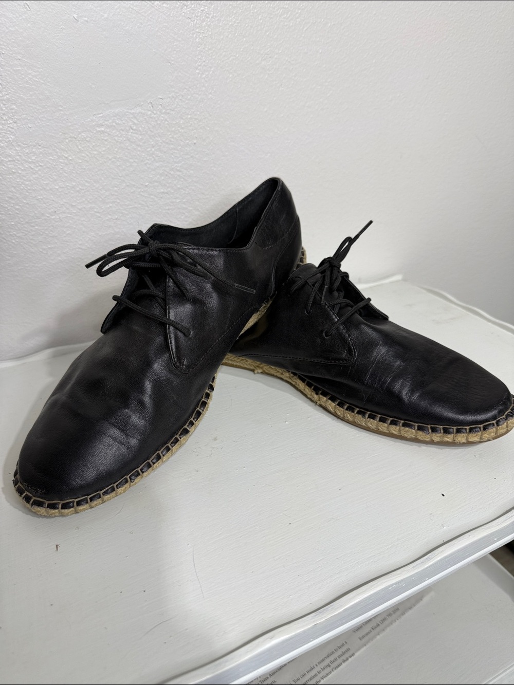 Johnston and Murphy espadrille Oxford Flat Lace Up Italian Leather 9.5